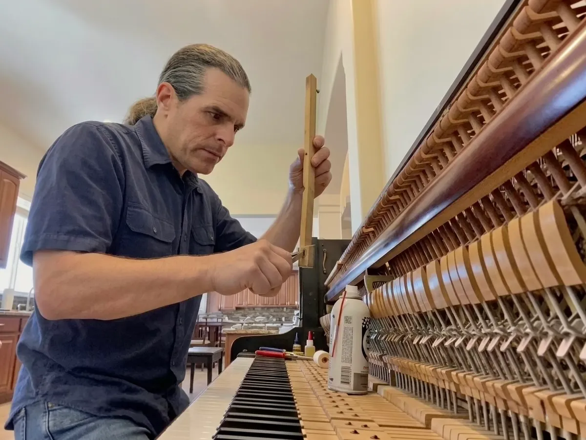 Key bushing repair by Tom Lepinski Piano Tuning in Los Lunas, NM.